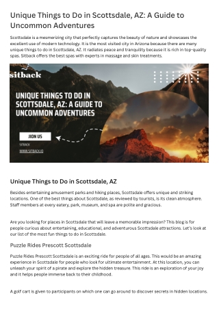 Unique Things to Do in Scottsdale, AZ A Guide to Uncommon Adventures