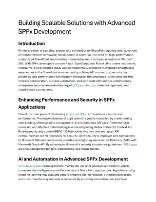 Building Scalable Solutions with Advanced SPFx Development