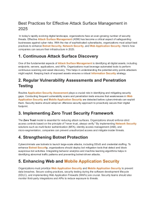 Best Practices for Effective Attack Surface Management in 2025
