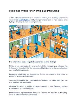 Hjelp med flytting for en smidig Bedriftsflytting