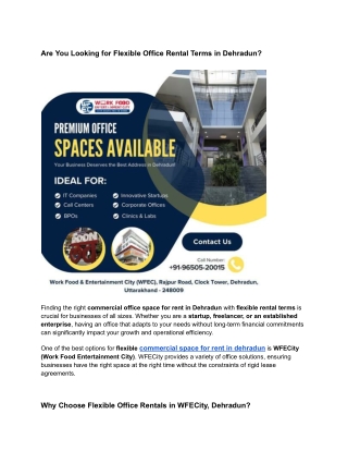 Are You Looking for Flexible Office Rental Terms in Dehradun?