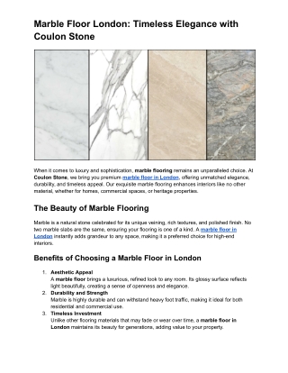 Marble Floor London_ Timeless Elegance with Coulon Stone