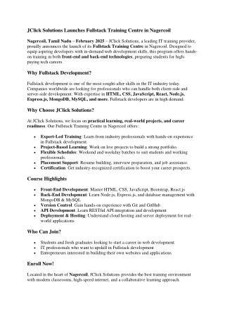 Full Stack Software Training in Nagercoil