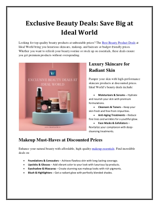 Exclusive Beauty Deals Save Big at Ideal World