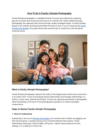 How To Do A Family Lifestyle Photography