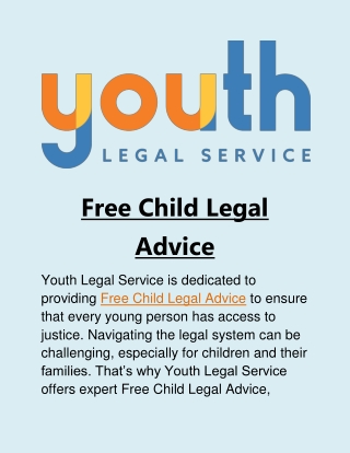 Free Child Legal Advice: Standing Up for Young Lives and Their Rights