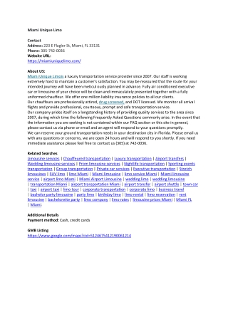 Miami Unique Limo