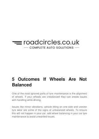5 Outcomes If Wheels Are Not Balanced