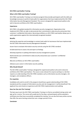 iso 27001 lead auditor