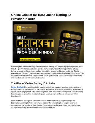 Online Cricket ID_ Best Online Betting ID Provider in India