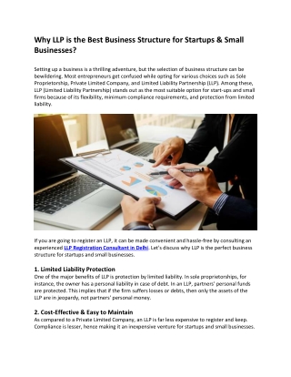 Why LLP is the Best Business Structure for Startups & Small Businesses