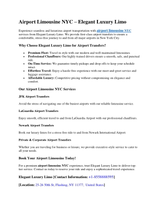 Professional airport limo service near me - Elegant Limo