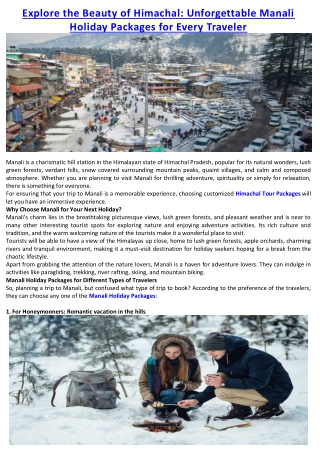 Explore the Beauty of Himachal