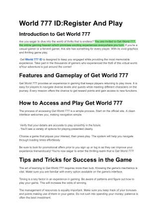 World 777 ID_Register And Play