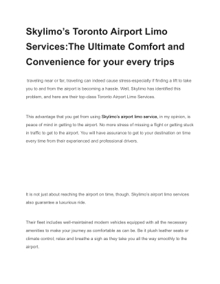 Best airport limo Toronto