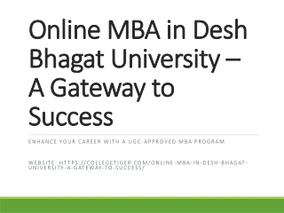 Advance Your Career with an Online MBA from Desh Bhagat University