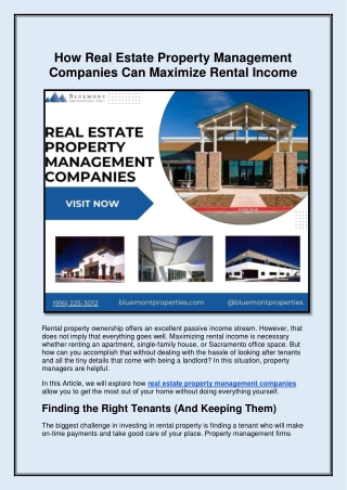How Real Estate Property Management Companies Can Maximize Rental Income