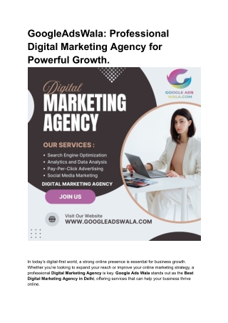 GoogleAdsWala: Professional Digital Marketing Agency for Powerful Growth