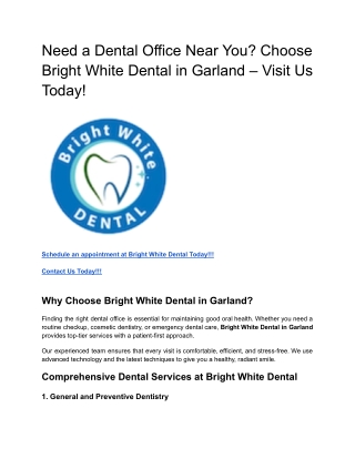 Need a Dental Office Near You_ Choose Bright White Dental in Garland – Visit Us Today!