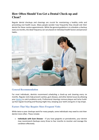 HHow Often Should You Get a Dental Check-up and Clean?