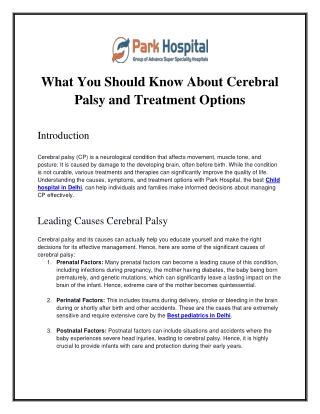What You Should Know About Cerebral Palsy and Treatment Options