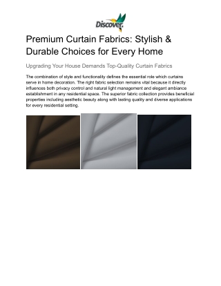 Premium Curtain Fabrics_ Stylish & Durable Choices for Every Home _ Discover Direct