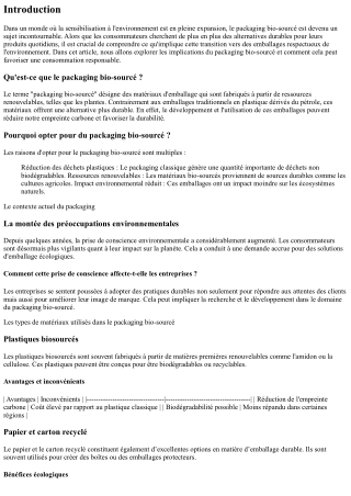 Packaging bio-sourcé : vers une consommation responsable