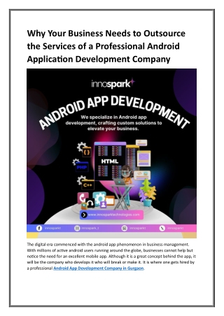 Why Your Business Needs to Outsource the Services of a Professional Android Application Development Company