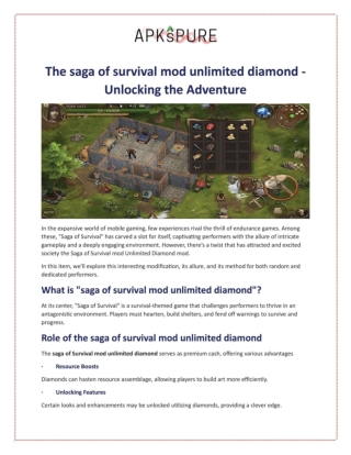 The saga of survival mod unlimited diamond - Unlocking the Adventure
