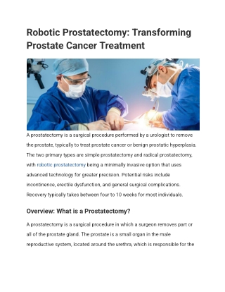 Robotic Prostatectomy_ Transforming Prostate Cancer Treatment