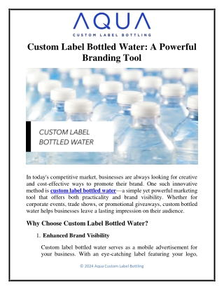 Custom Label Bottled Water: A Powerful Branding Tool