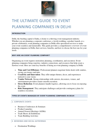 The Ultimate Guide to Event Planning Companies in Delhi