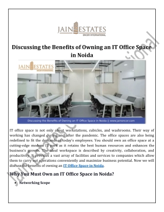 Discussing the Benefits of Owning an IT Office Space in Noida