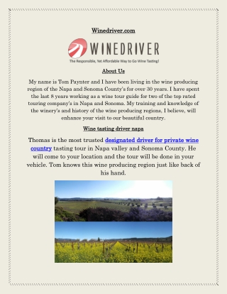 Napa wine tour driver