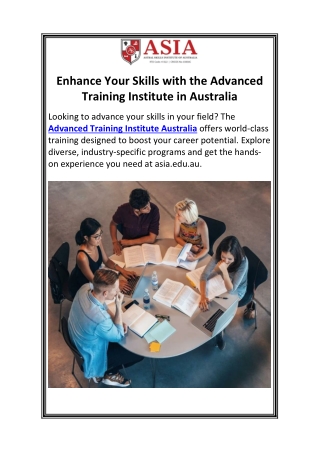 Enhance Your Skills with the Advanced Training Institute in Australia