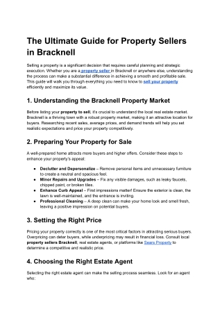 The Ultimate Guide for Property Sellers in Bracknell