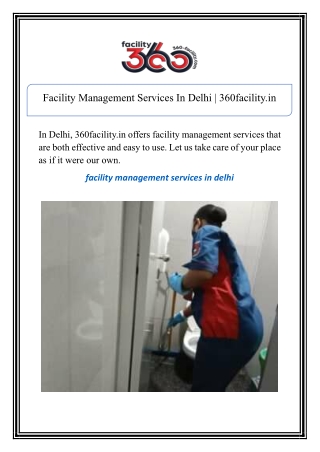Facility Management Services In Delhi | 360facility.in