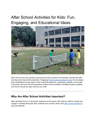 After School Activities for Kids by CurioBoat