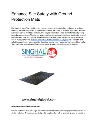 Enhance Site Safety with Ground Protection Mats