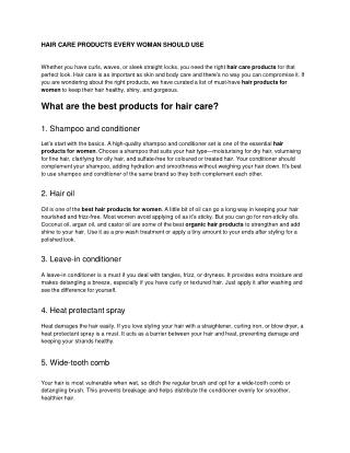 Hair Care Products Every Women Should Know, BBF