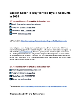 op 05 Sites To Buy Verified ByBiT Accounts In This Year