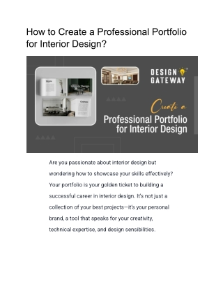How to Create a Professional Portfolio for Interior Design