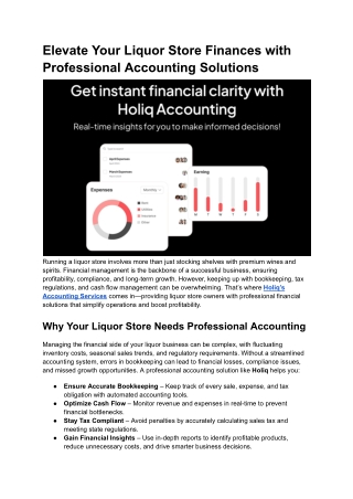 Elevate Your Liquor Store Finances with Professional Accounting Solutions