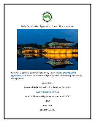 Halal Certification Application Form  Nhasa.com