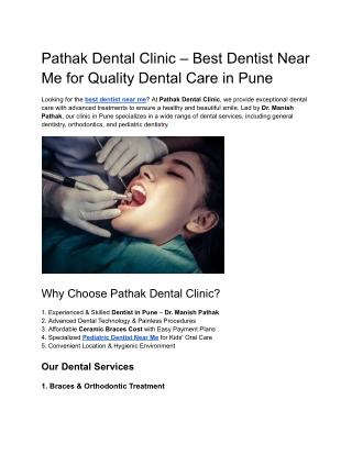 Pathak Dental Clinic – Best Dentist Near Me for Quality Dental Care in Pune