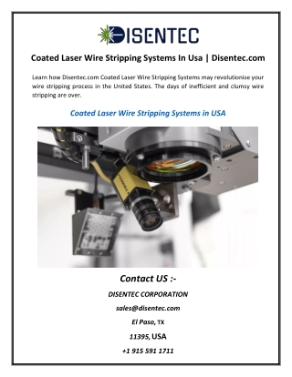 Coated Laser Wire Stripping Systems In Usa  Disentec.com