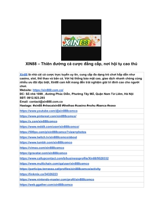 XIN88 – Thiên đường cá cược đẳng cấp, nơi hội tụ cao thủ