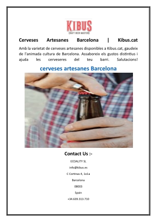 Cerveses Artesanes Barcelona  Kibus.cat