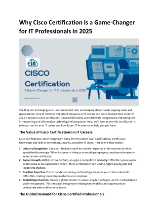 Why Cisco Certification is a Game-Changer for IT Professionals in 2025