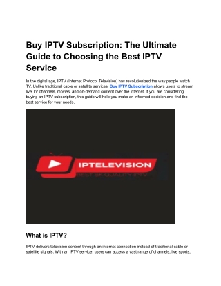 Buy IPTV Subscription